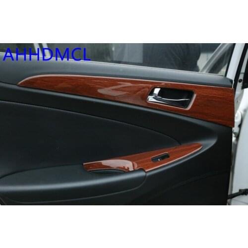 Car Interior Mouldings Modification Sequins Decorative Trim Frame Wooden Color For Hyundai Sonata VIII 2011 2012 2013 2014 2015