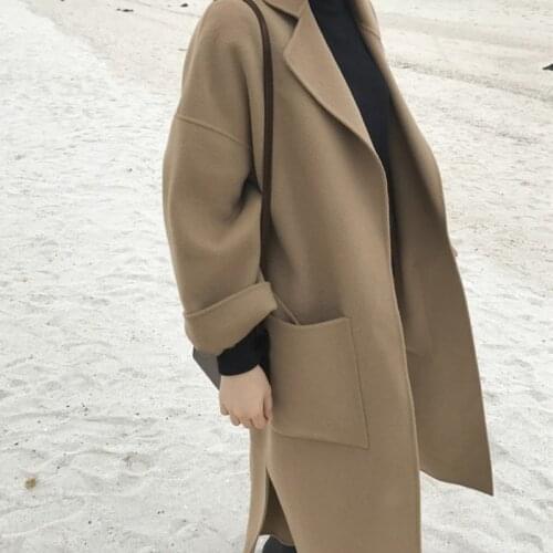 Cashmere coat women autumn and winter loose long big oversize long casual coat