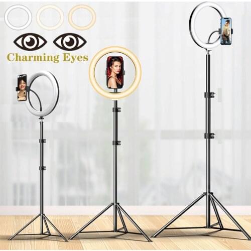 10" LED Selfie Ring Light Circle Fill Light Dimmable Round Lamp Tripod Trepied Makeup Photography RingLight Phone Stand Holder