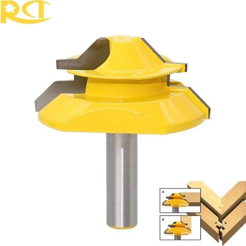 RCT 8mm Shank Lock Miter Router Bit Milling Cutters 45 Degree Carbide Wood Cutter 3/4" Stock For Carpenter Woodworking Tools