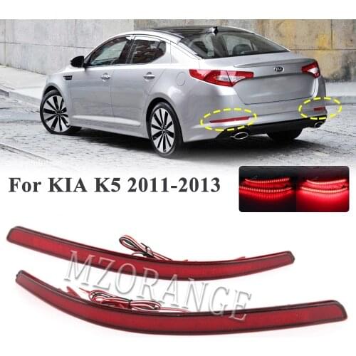 2 Pcs LED Red Rear Bumper For Kia Optima K5 2011 2012 2013 Reflector Light Rear Signal Brake Bumper Warning Tail Stop Lamp