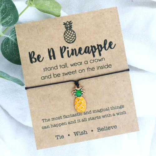 Cute Fruit Pineapple Charm Bracelet Pineapple Wish Bracelet Pineapple Jewelry for Women Men Be A Pineapple Friendship Gifts
