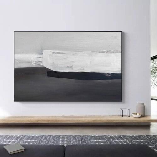 Minimalism Black and White Abstract Canvas Paintings Wall Art Modern Painting Artwork for Home Corridor Office Contemporary Art