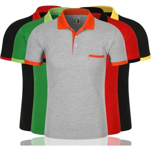 Mens and womens Turn-down Collar Polo Shirt Color Matching advertising shirt Male Short-sleeved Pocket T-shirt