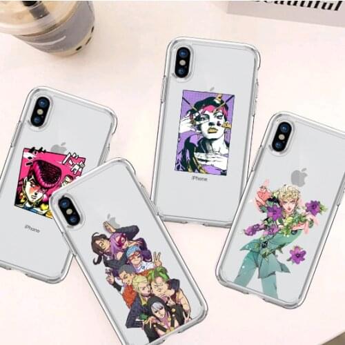 Anime JoJos Bizarre Adventure Phone Case For iPhone 11 12 Pro XS MAX XR X 7 8 6Plus SE 2020 Candy Soft Silicone Phone Cover Bag