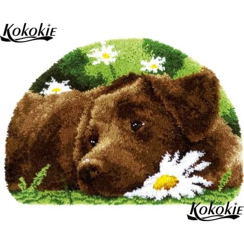 Latch hook kits rug printed canvas accessories tools Christmas dog decor needle for carpet embroidery pattern latch hook kussen