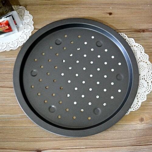 14 inch Carbon Steel Pizza Tray Pizza Pan with Holes Large Size Non Stick Round Pizza Oven Pan Baking Tray Home Kitchen Bakeware