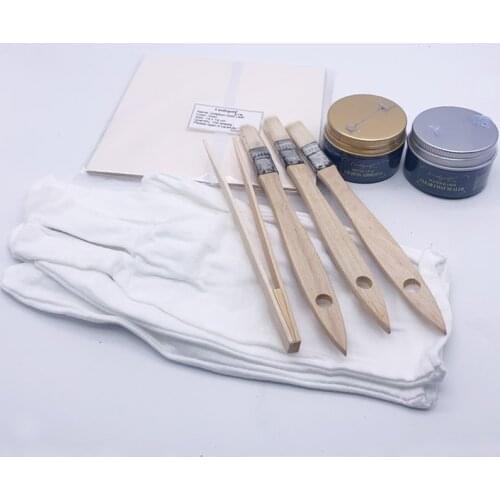 Easy Gilding gold leaf set - 100 sheets gold leaf one bottle gilding glue and clear coat two brushes and cotton gloves tweezers