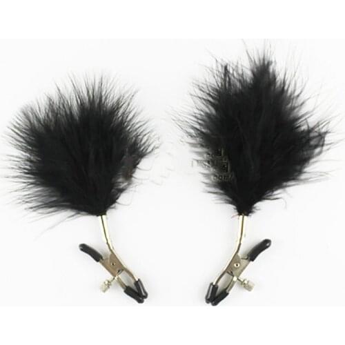 Sexy steel nipple clamps breast clips with feather breast toy /sex toys breast clip female shaking stimulate papilla clip HE004