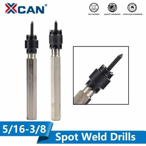 XCAN Spot Weld Drill Bit Cutter Double Side Carbide Tipped Stainless Metal Hole Drill Center Drill Bit 3/8''5/16