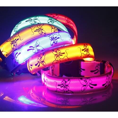 LED Dog Collar Light Night Safety Nylon Pet Dog Collar LED Flashing Glowing Collar Perro Luz Led Bright Dog Collar Electronic