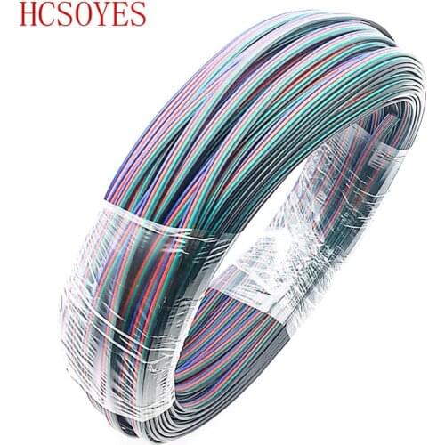 5M/10M/20M/roll 4 Pin Extension RGB + Black Wire Cable For ws2801/5050 /3528/lpd8806/apa102 smd RGB LED Strip 22AWG line