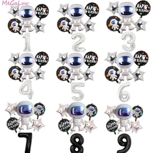 Outer Space Theme Astronaut Balloons Rocket Foil Ballon Galaxy Theme Party Decoration Helium Globos Kids Birthday Party Supplies