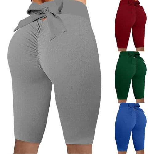 Womens Casual Tight-fitting Skinny Buttocks Lifting Fitness Sports Yoga Shorts pantalon femme Bowknot leggings sports Shorts