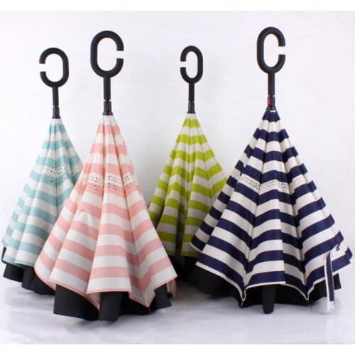 Zebra Print Creative Inverted Umbrellas 4 colors Double Layer With C Handle Inside Out Reverse Windproof Umbrella SN1093