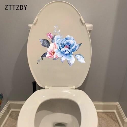 ZTTZDY 23*20.7CM Beautiful Watercolor Rose Bedroom Wall Sticker Classic WC Toilet Seat Decal T2-0376