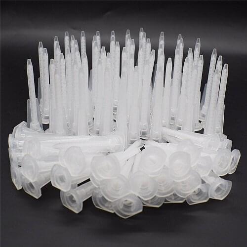 100pcs AB Glue Epoxy Resin Adhesives Mixing Nozzles Plastic Mixing Mixer Tube Set for AB Glue Gun 50mL Dual Cartridge Adhesives