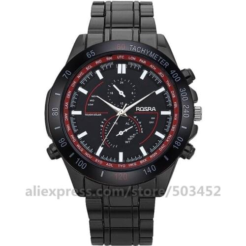 100pcs/lot Sport Style ROSRA Men Watch black Color Wristwatch Mens Factory Price Watch Cool Fashion Men Wrist Watch