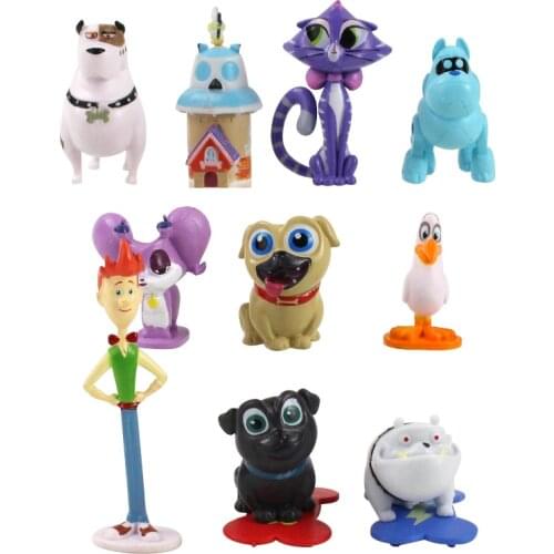 12pcs/set 0.5-8cm Puppy Dog Pals Bingo Rolly Bob Dog and Friends Cute Mini Dolls PVC Decoration Model Figure Toy