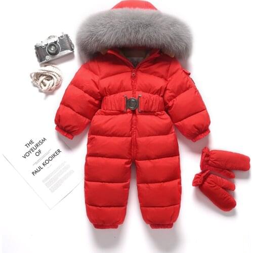 2021 Down Warm Baby Boy Rompers Hooded Fur Newborn Girls Jumpsuit One Piece Toddler Toddler Snowsuit Clothes Kids Onesie Costume