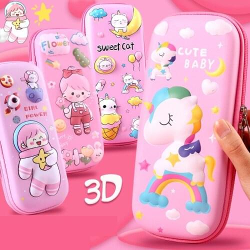 3D korean stationery cartoon pencil case simple creative large capacity kindergarten children pencil case kids school supplies