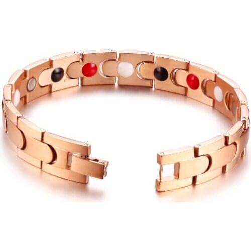 Black / Gold / Rose Gold Stainless Steel health magnet bracelet Fashion Link Chain Bracelet Bangle 12mm 8.66