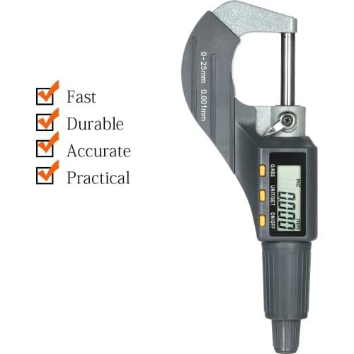 Digital Micrometer 0-25mm Electronic Digital Outside Micrometer 0.001mm High Precision Depth Micrometer Micro Caliper