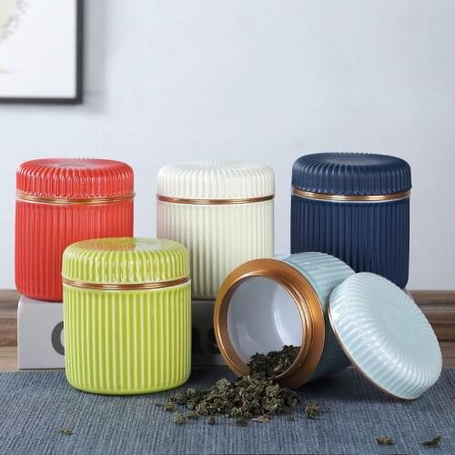 Travel Portable Ceramic Tea Storage Box Small Sealed Office Home Tea Coffee Sugar Storage Jars