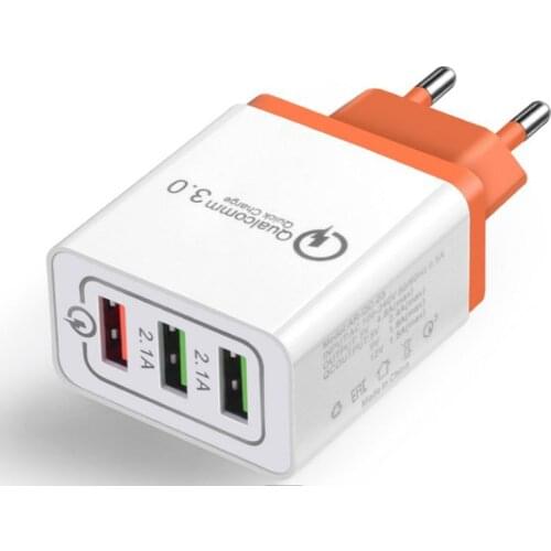 Electronic 3 Ports Fast Phone Charger EU Plug Wall Travel QC 3.0 USB Charger for Mobile Phone Quick Charger QC3.0 Adapter