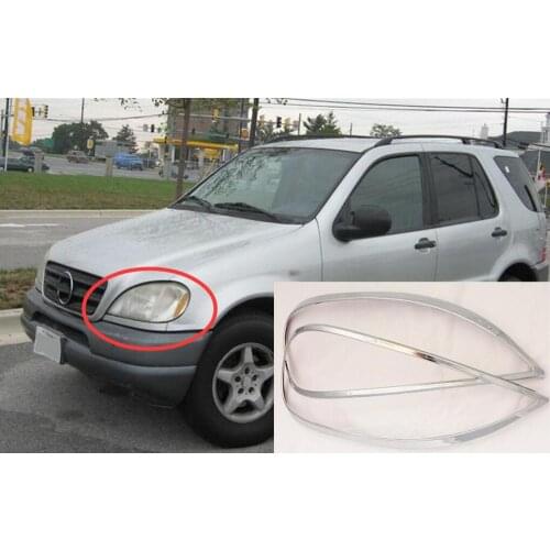 For Mercedes-Benz M-Class W163 ML 1997-2005 ABS Chrome Head Light Lamp Cover Trim Frame Protector Sticker Car Styling Accessory