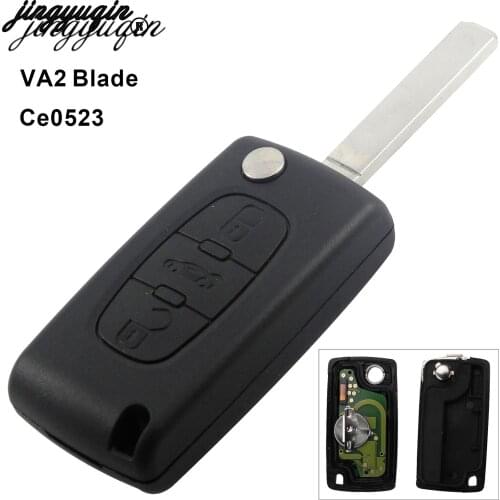 Jingyuqin 3 Buttons Remote Car Key Shell Case Fob For Peugeot 207 208 307 308 408 Partner HU83 Blade CE0536