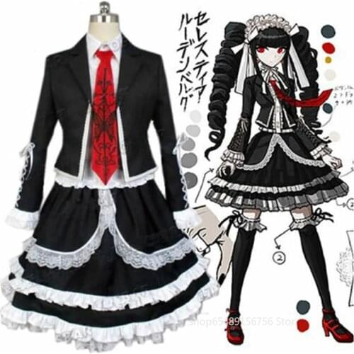 Dangan Ronpa Yasuhiro Taeko Cosplay Costume DanganRonpa Celestia Ludenberg Costume Woman Girl Halloween Party Fancy Clothing