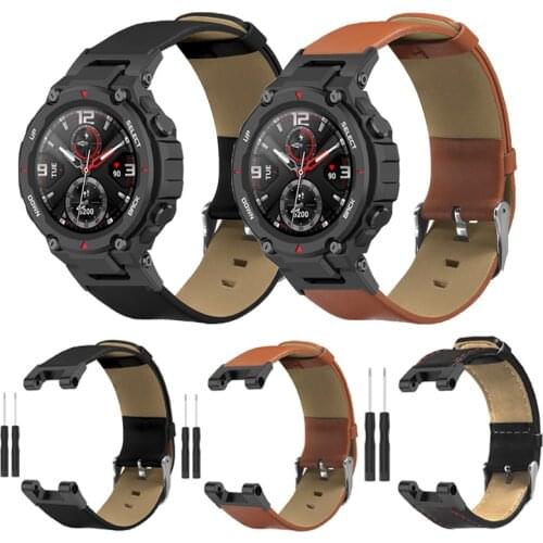 Leather Watchband For Huami Amazfit T-Rex Strap Replacement Sports Bracelet Wrist Band For Xiaomi Huami Amazfit T rex Pro Correa