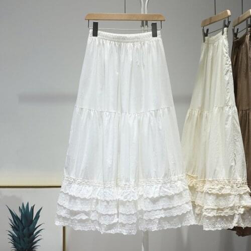 Lamtrip Fairy Lace Lolita A-Line Kawaii Cotton Saia Basic Mori Girl Skirt