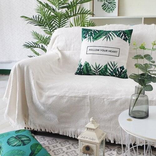 Lanzey Decorative Sofa Blanket with Tassel Sofa Cover Dust Cover Tapestry Throw Blankets for Travel Plane Cobertor Bedspread