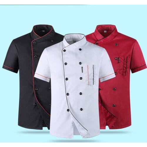 Summer Kitchen Waiter hotel Chef Uniform Bakery Catering Cook Short Sleeve shirt Breathable Double Breasted Chef Jacket clothes