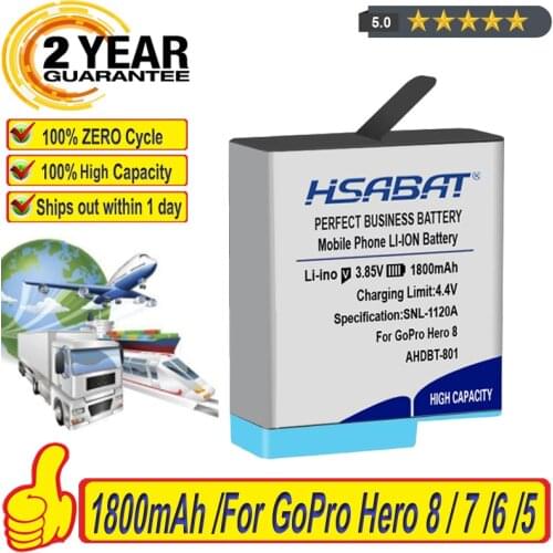 Top Brand 100% New 1800mAh AHDBT-801 Camera Battery for GoPro Hero 6 7 8 Hero7 Hero 6 Hero 8 Batteries
