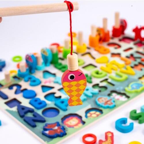 Montessori Multifunction Counting Board Wooden Toys Geometric Shape Cognition Kids Math Toys Early Educational Toys For Children
