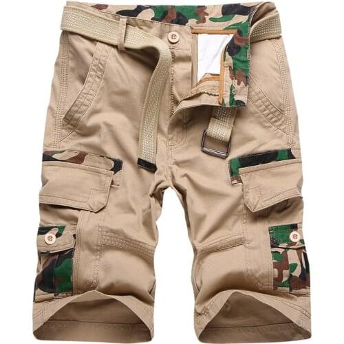 Men Shorts Cotton Many Pockets Army Cargo Summer Casual Loose Camo Tactical Military Uniform Pantalones Cortos Hombre