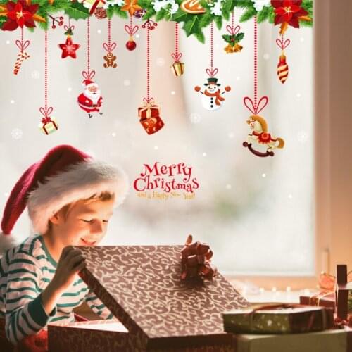 Christmas Window Sticker Snowman Cane Glass Sticker Xmas Christmas Decorations for Home Natal New Year Gift 2019 Noel HM92017ds
