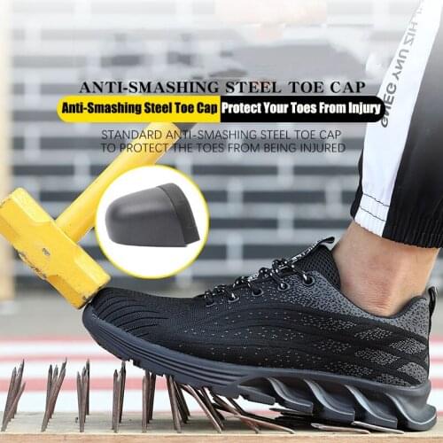 New Men Casual Shoes High Quality Anti-Collision Ladle Toe Cap Fashion Safety Shoes Anti-Slip Wear-Resistant Outdoor Sneakers