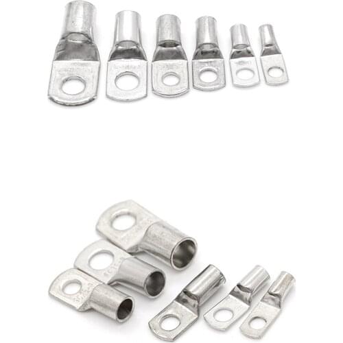 20PCS New SC6-5/6 M4/M5/M6/M8 4mm2 6mm2 10/16/25mm2 35/50mm2 4mm 5mm 6mm 8mm Bolt Hole Tinned Copper Cable lugs Battery Terminal