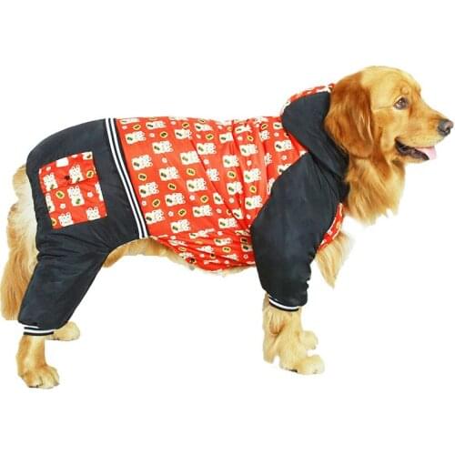 Large Dog Clothes Winter Big Dog Outfit Chinese New Year Dog Costume Jumpsuit Samoyed Husky Golden Retriever Clothing Coat