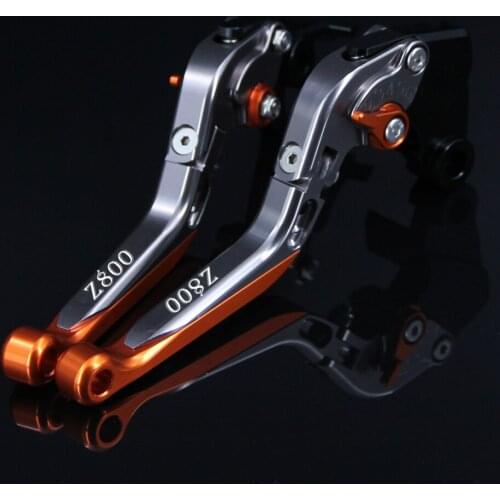 Laser Logo(Z800) Orange+Titanium Motorcycle CNC Extendable Brake Clutch Levers For kawasaki Z800/E version 2013 2014 2015 2016