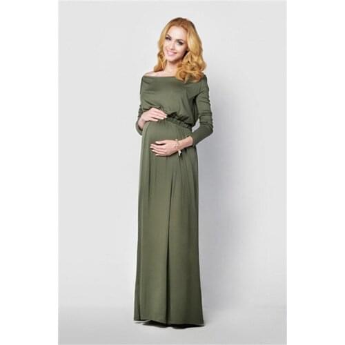 Women Maternity Dress for Photo Shoot Pregnant Clothes Long Cotton Soft Dresses Shoulderless Maternity Photography Props