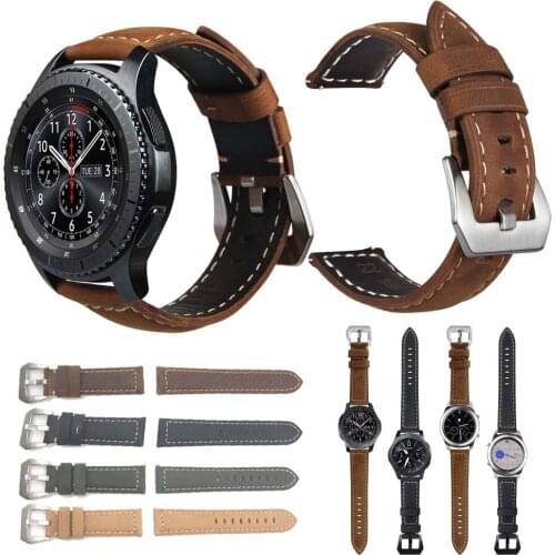 Luxury leather sport strap For Samsung Gear S3 Frontier/Classic watch 46mm watchbands bracelet wrist 22mm bands replacement belt