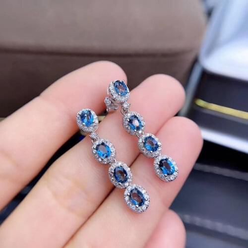 Clasp earring with natural good color topaz in 925 sterling silver jewelry,natural gemstone earring,classic design