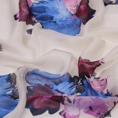 Mulberry Silk Printed Chiffon Dress Fabric Flower Silk Thin Elegant Skirt Fabric