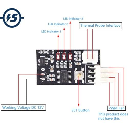 DC 12V PWM Fan Temperature Controller Adjustable Speed Governor for 4-Wire Computer Fan