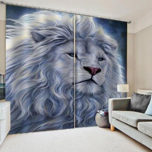 Morden blue lions curtains 3D Window Curtains For Living Room Bedroom 3d stereoscopic curtains